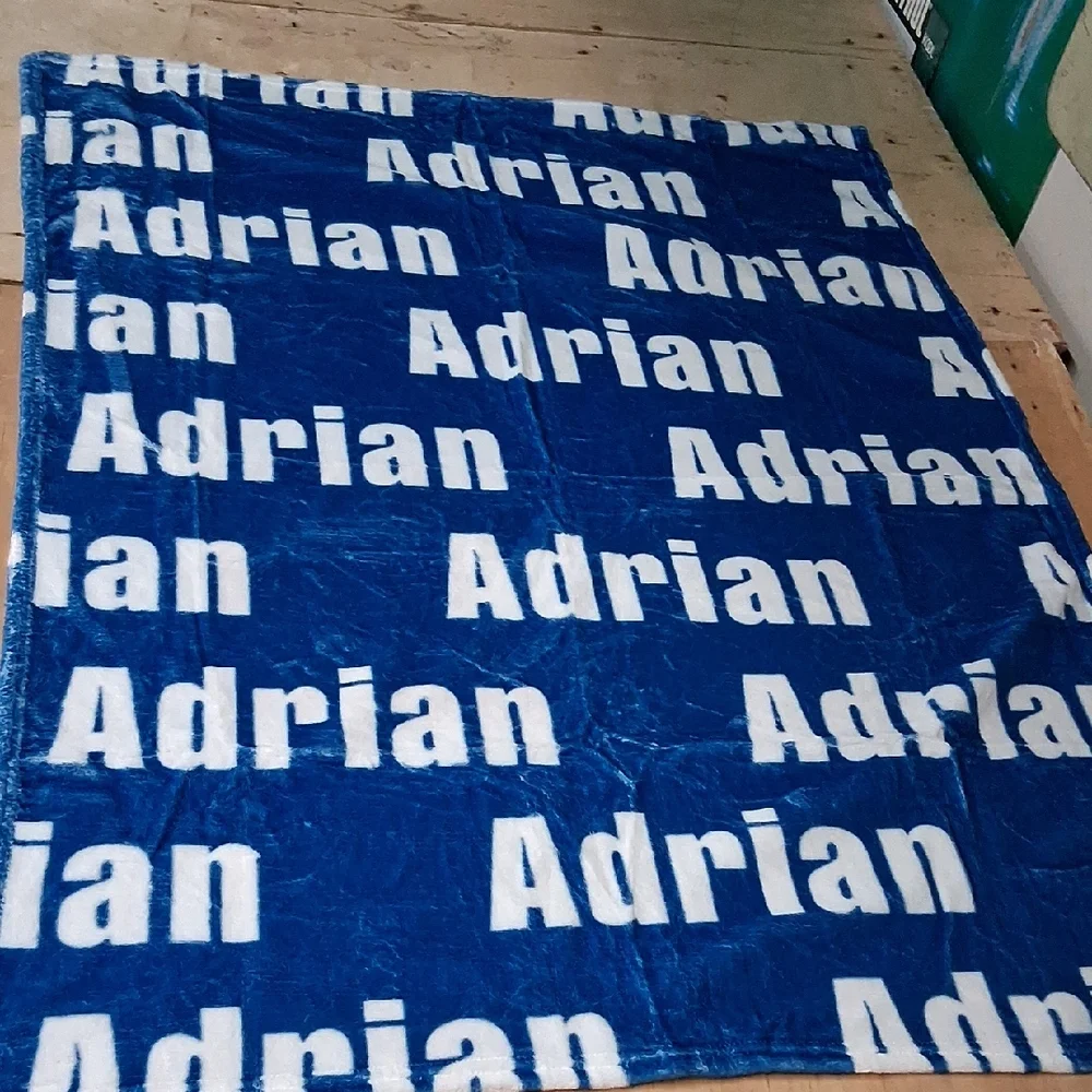 New Blue and White Personalized Blanket